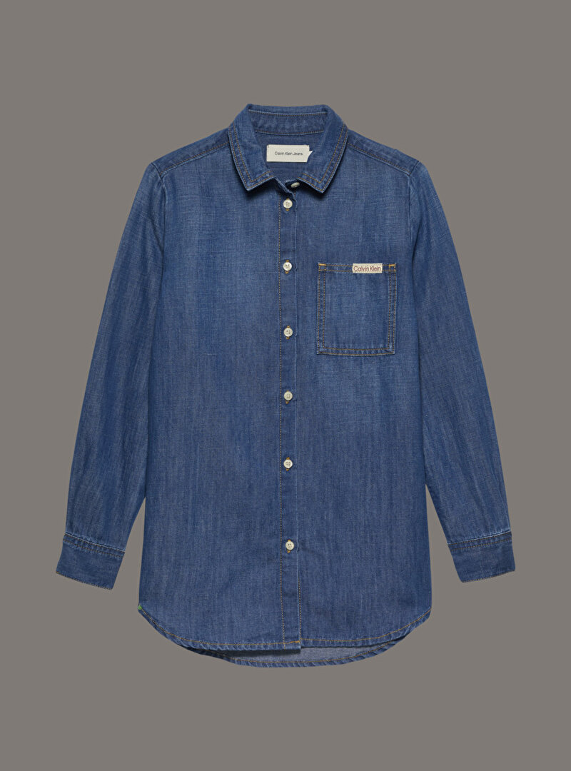 Calvin Klein Mavi Renkli Kız Çocuk Denim Gömlek