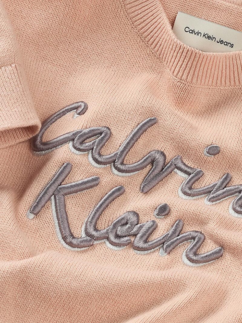 Calvin Klein Pembe Renkli Kız Çocuk Logo Metallic Sweatshirt