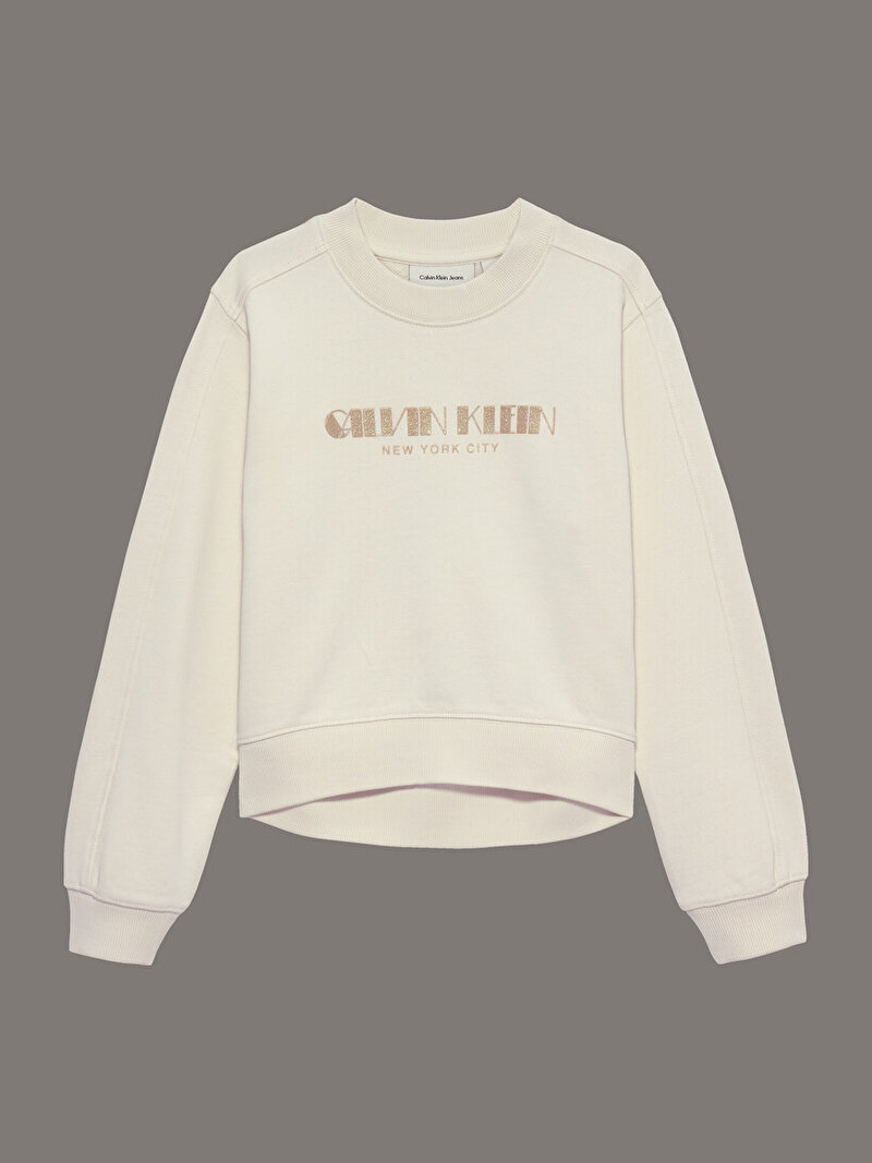 Calvin Klein Bej Renkli Kız Çocuk Glitter Sweatshirt