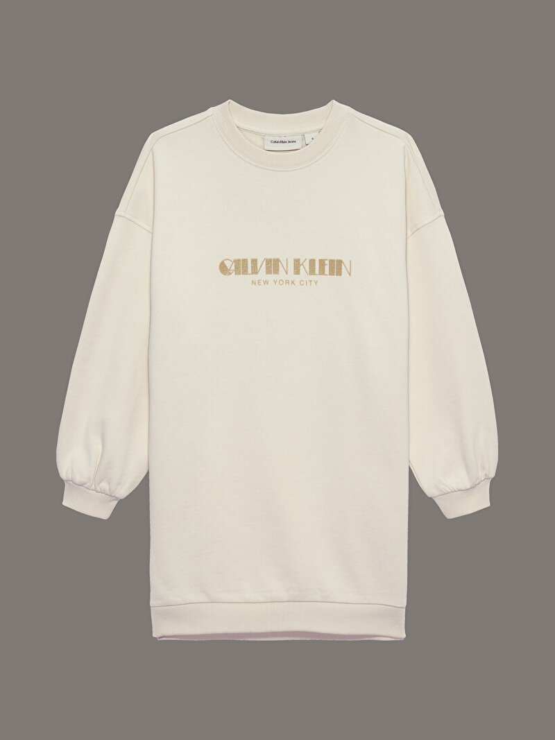 Calvin Klein Bej Renkli Kız Çocuk Glitter Elbise