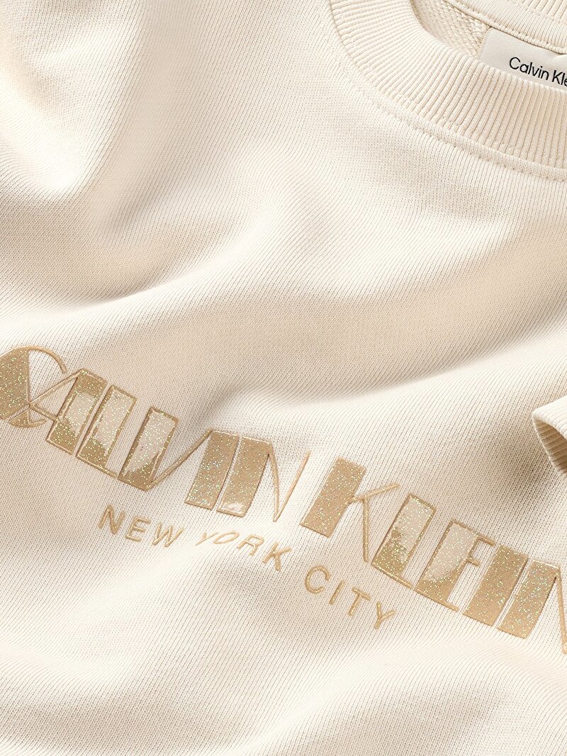 Calvin Klein Bej Renkli Kız Çocuk Glitter Elbise