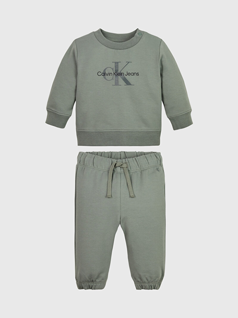 Calvin Klein Yeşil Renkli Bebek Monogram Eşofman Set