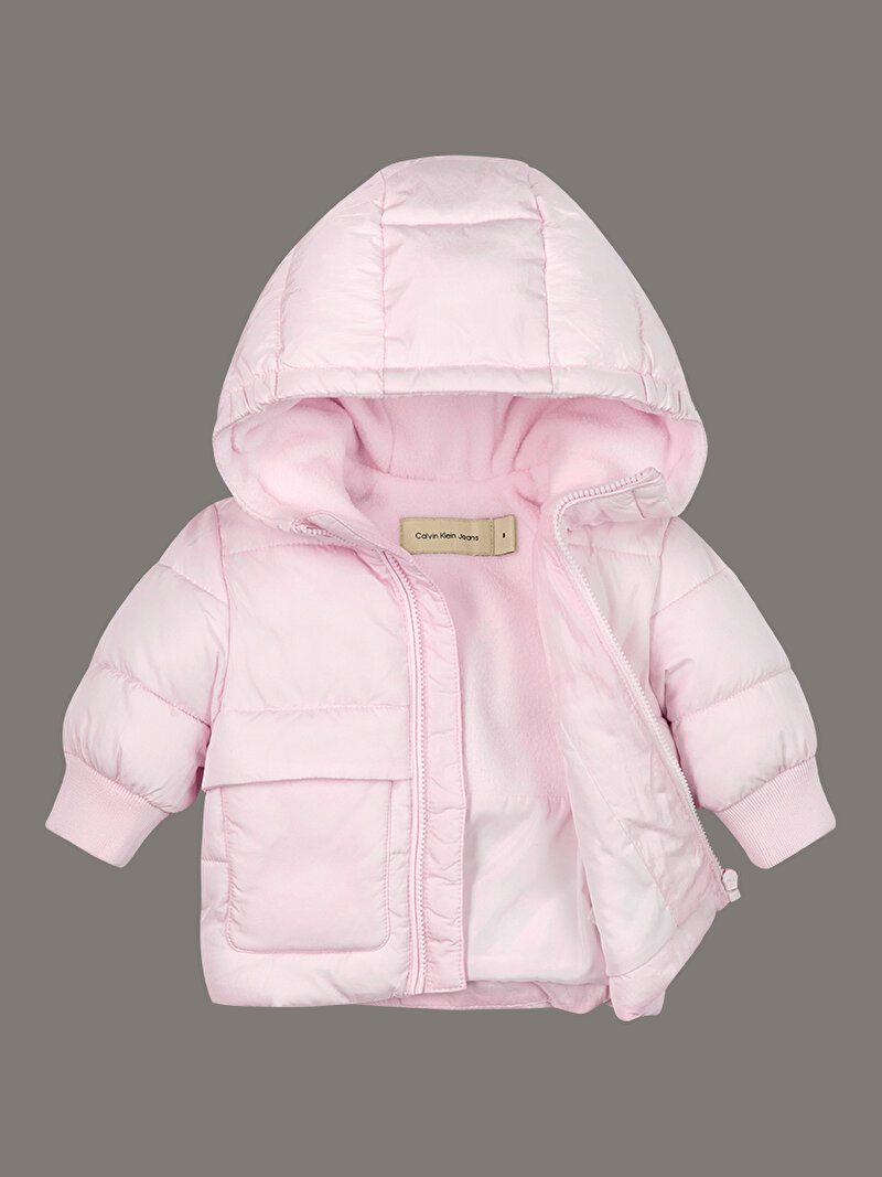 Calvin Klein Pembe Renkli Bebek Padded Naylon Puffer Mont