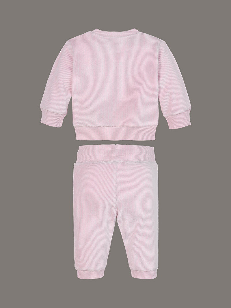 Calvin Klein Pembe Renkli Bebek Rib Velvet Fleece Eşofman Takım