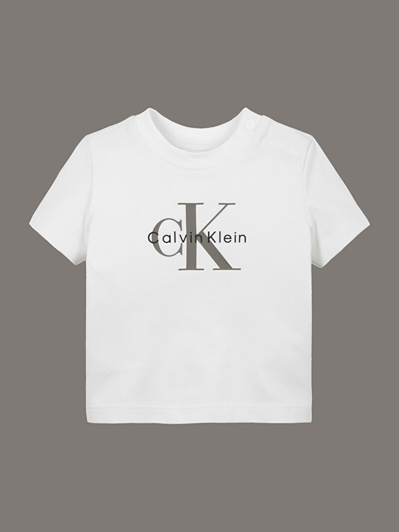 Calvin Klein Beyaz Renkli Bebek Monogram T-shirt
