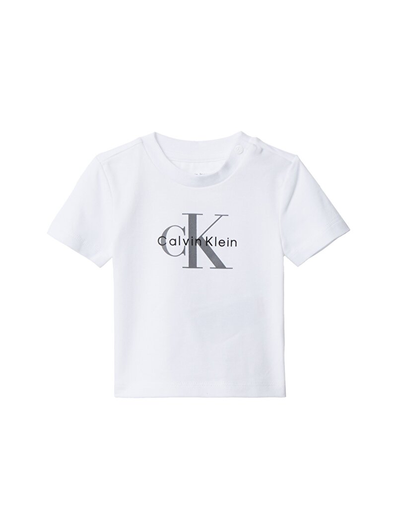 Calvin Klein Beyaz Renkli Bebek Monogram T-shirt Hediye Seti