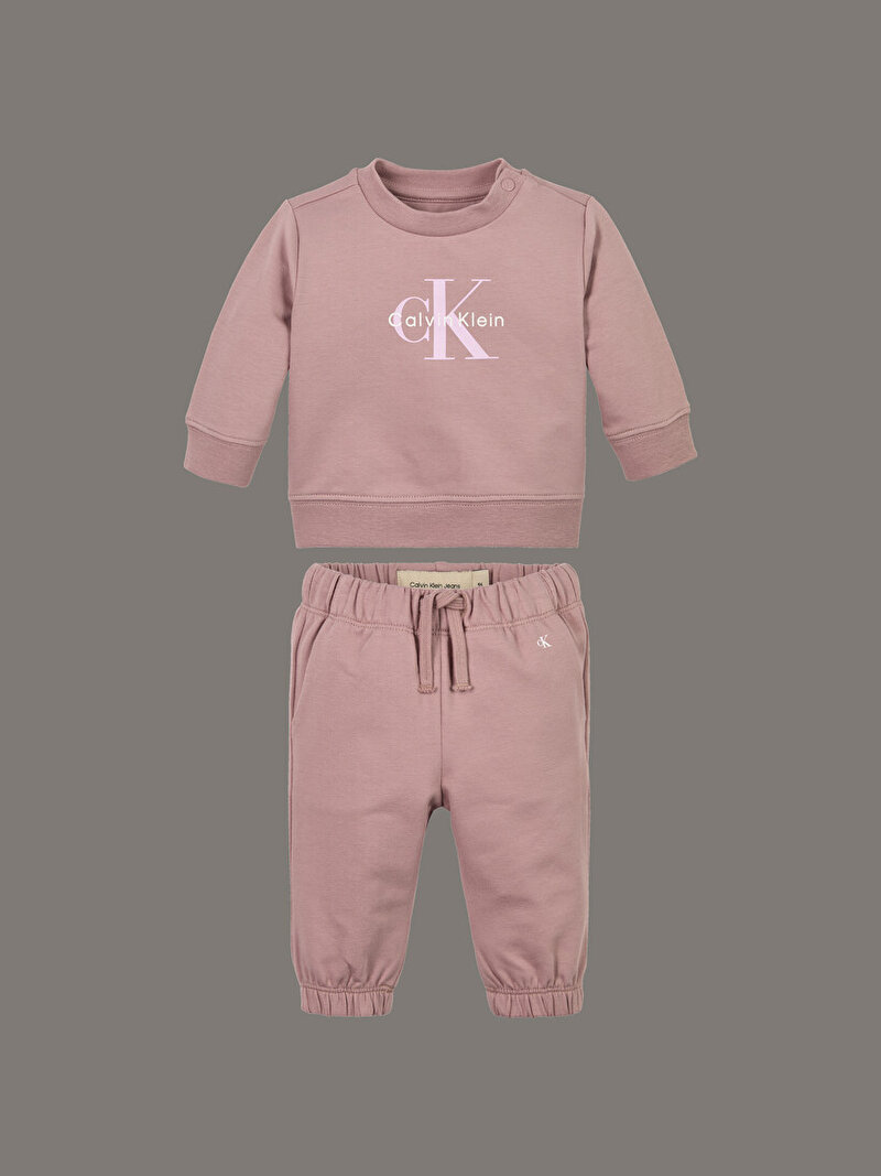 Calvin Klein Pembe Renkli Bebek Monogram Sweatshirt Hediye Seti