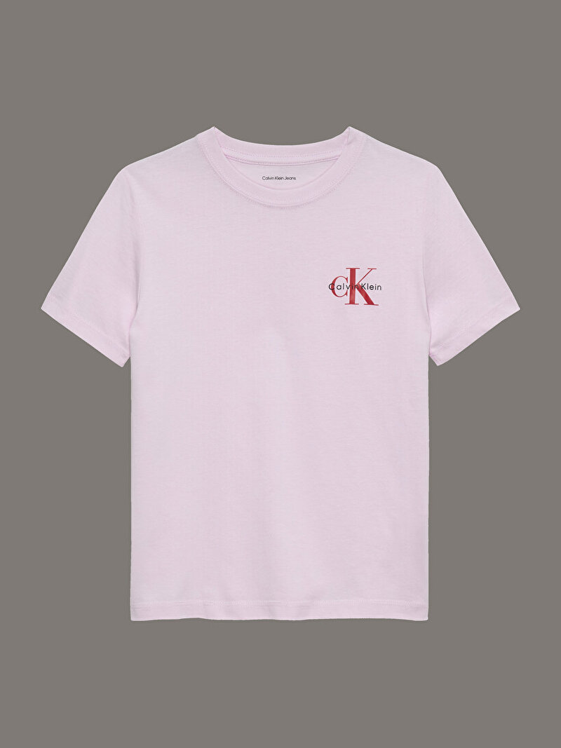 Calvin Klein Pembe Renkli Çocuk Unisex Chest Monologo T-shirt