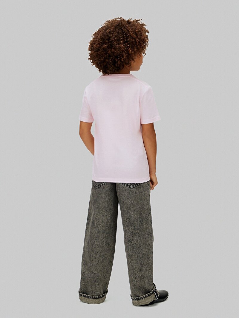 Calvin Klein Pembe Renkli Çocuk Unisex Chest Monologo T-shirt