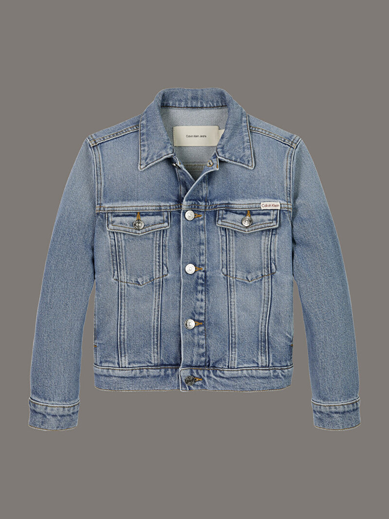 Calvin Klein Mavi Renkli Çocuk Unisex Cloudy Blue Trucker Denim Ceket