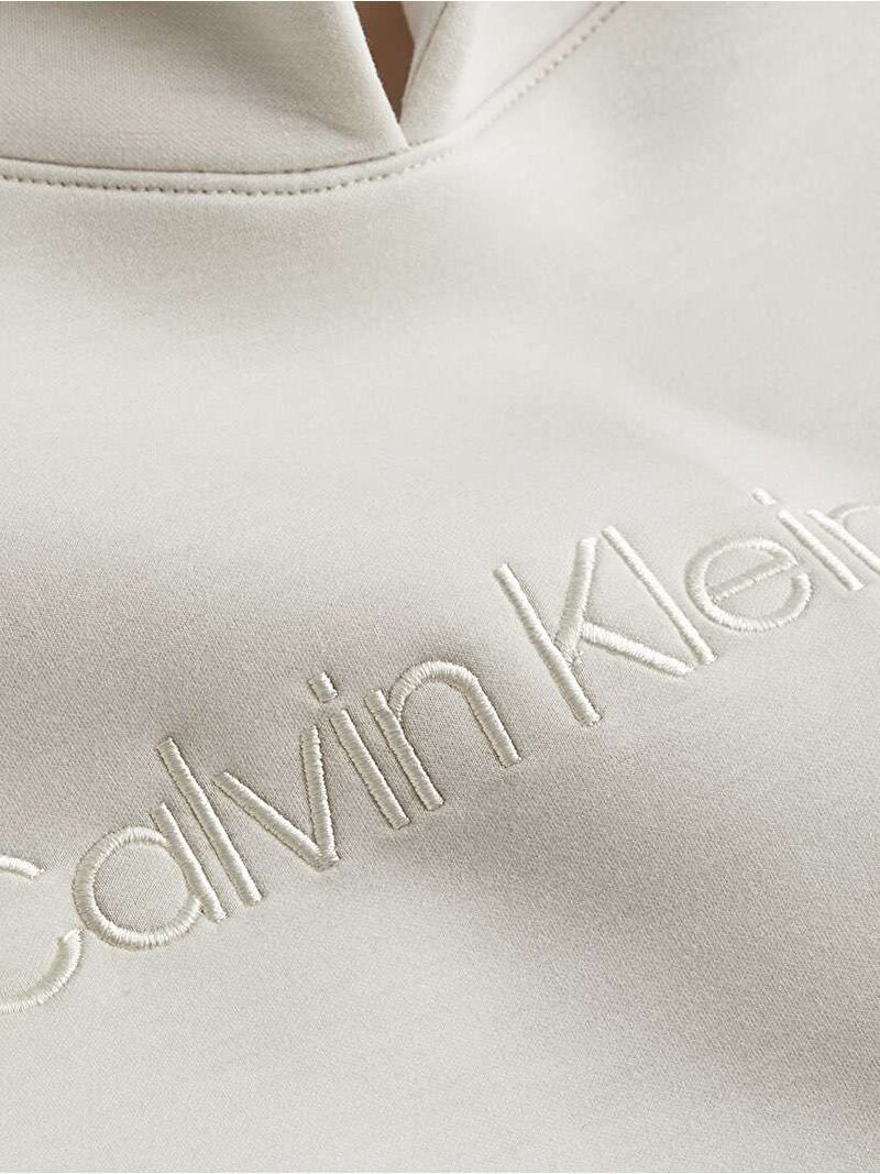 Calvin Klein Ekru Renkli Kadın Embroidery Spacer Sweatshirt