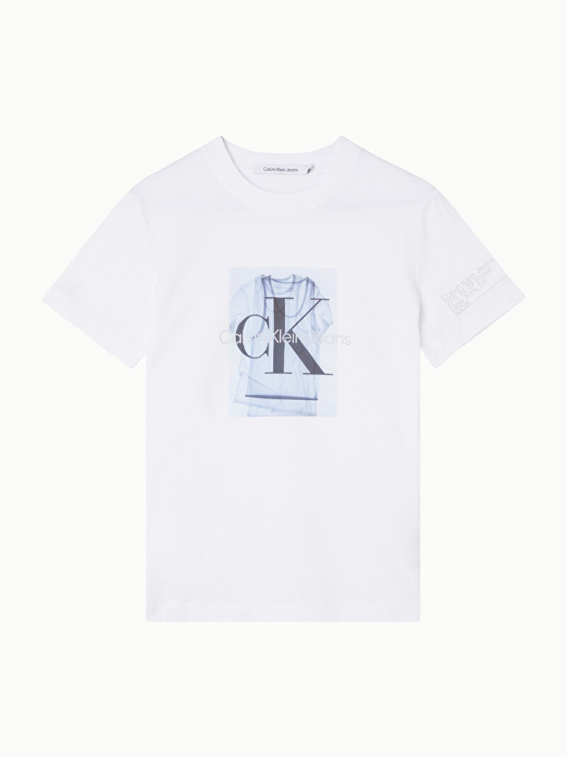 Calvin Klein Beyaz Renkli Kadın Photoprint Regular T-Shirt