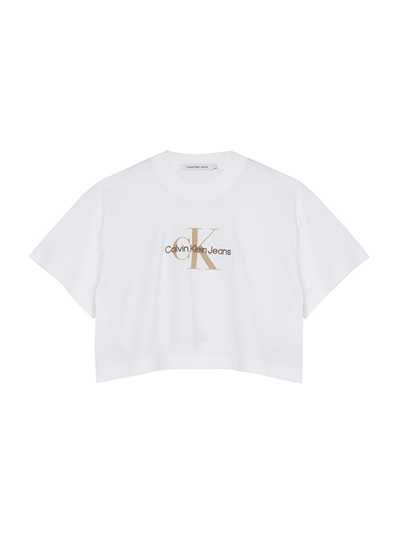 Calvin Klein Beyaz Renkli Kadın Archival Monologo T-Shirt