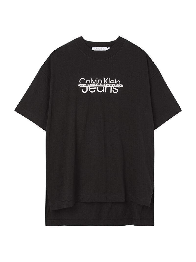 Calvin Klein Siyah Renkli Kadın Disrupted Logo Oversized T-Shirt