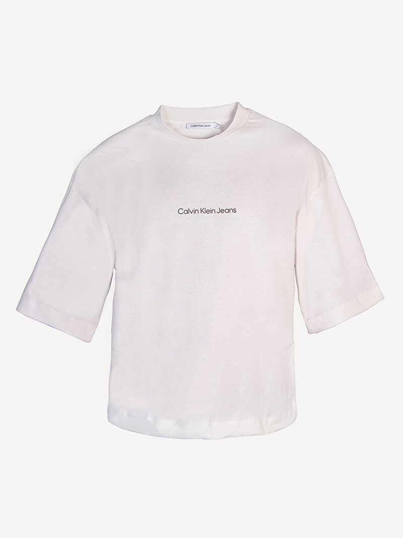 Calvin Klein Beyaz Renkli Kadın Blown Up CK Oversized T-Shirt
