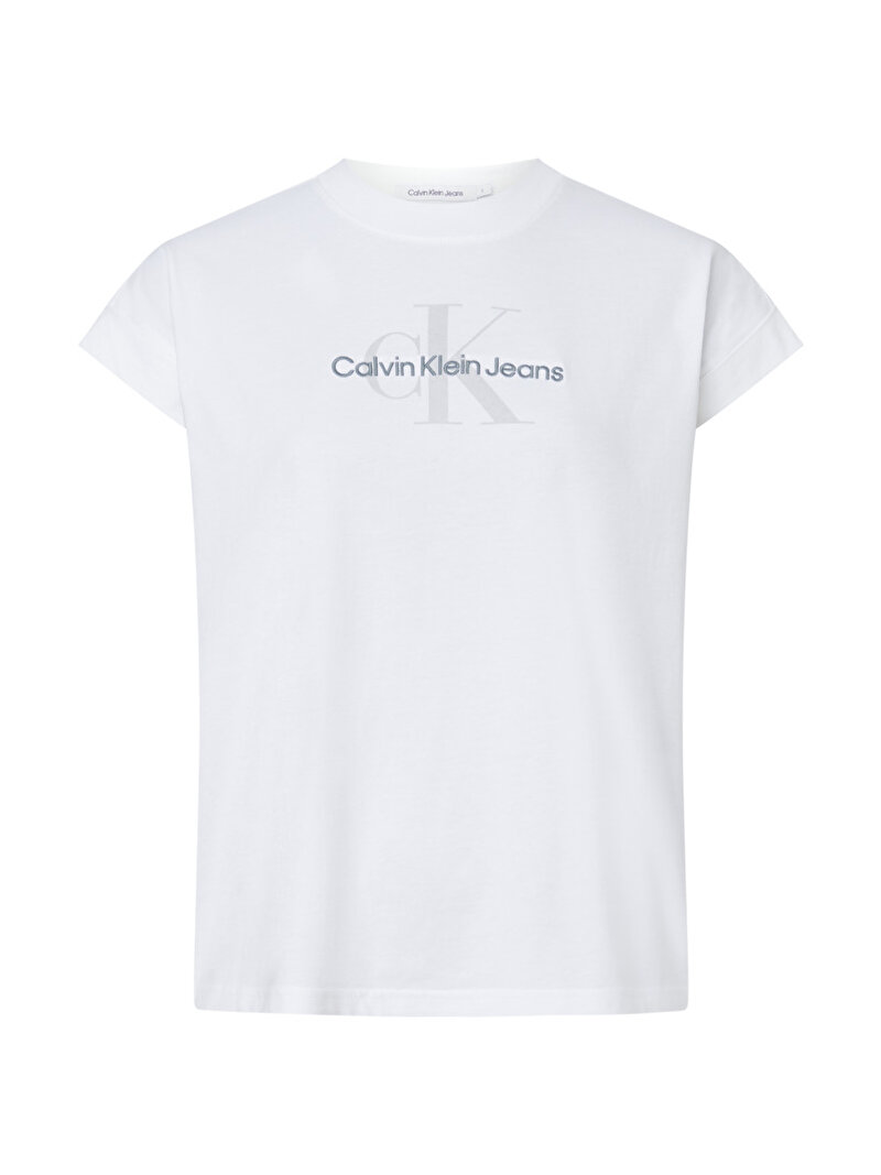Calvin Klein Beyaz Renkli Kadın Archival Monologo T-Shirt