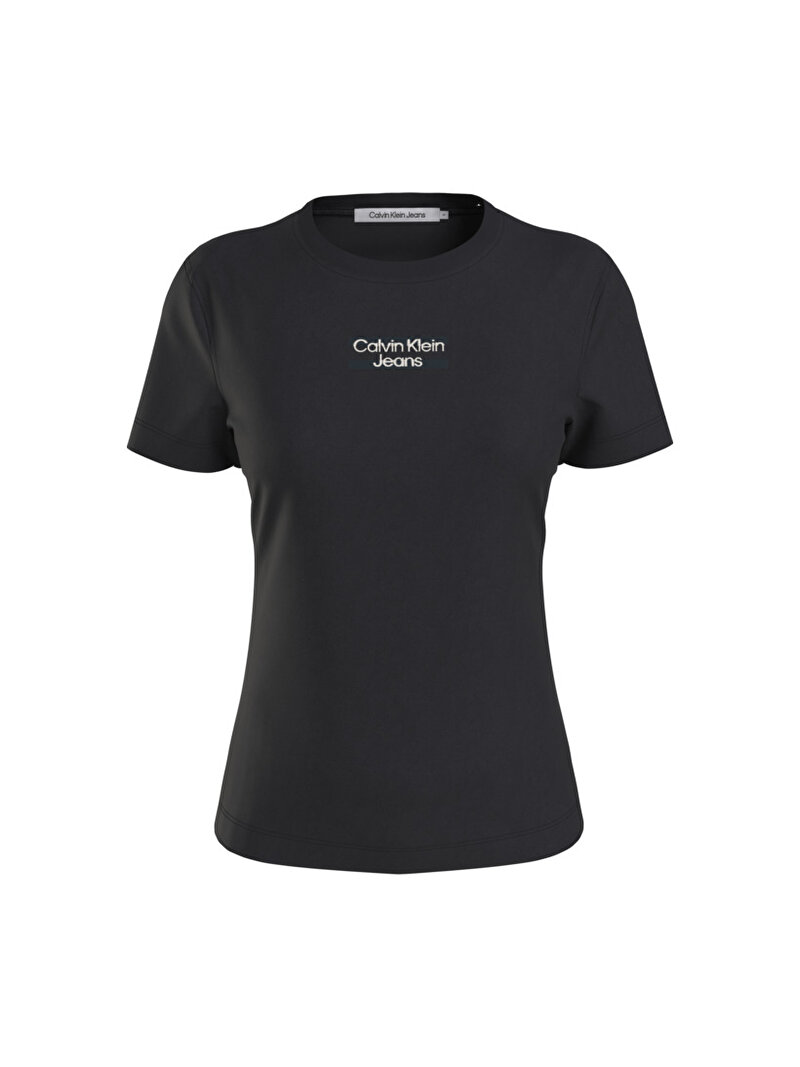 Calvin Klein Siyah Renkli Kadın Kadın Stripe Logo T-Shirt