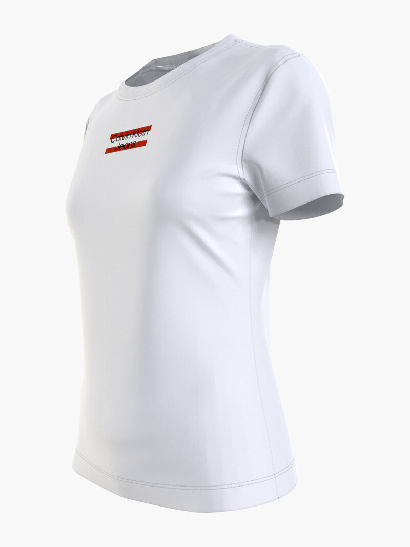 Calvin Klein Beyaz Renkli Kadın Stripe Logo T-Shirt