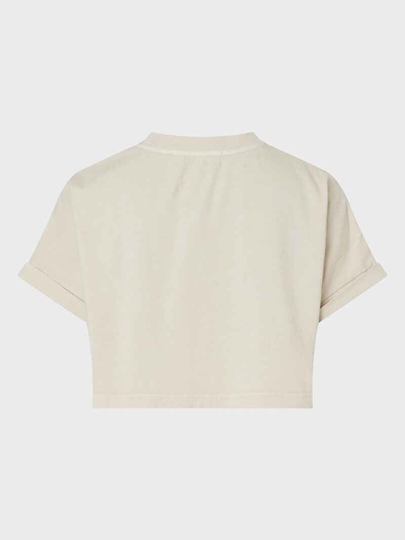 Calvin Klein Bej Renkli Kadın Embroidered Monologo T-Shirt