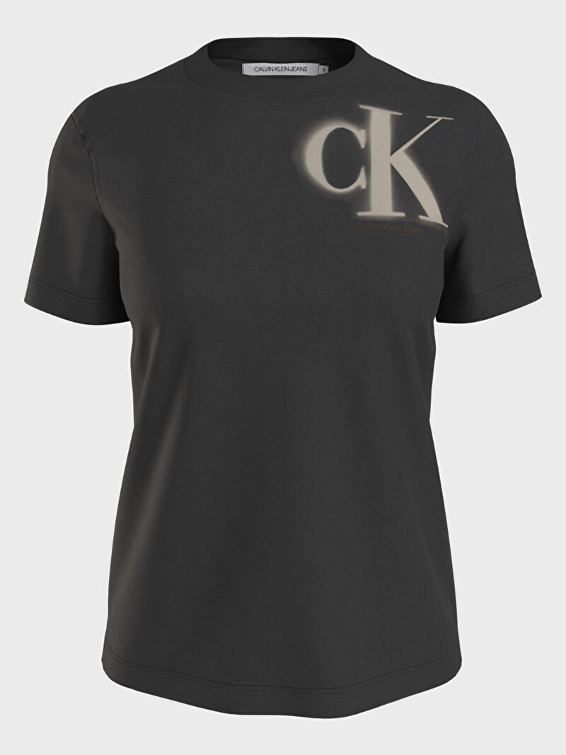 Calvin Klein Siyah Renkli Kadın Sprayed Monogram T-Shirt