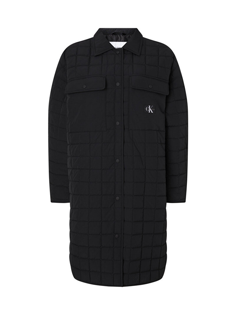 Calvin Klein Siyah Renkli Kadın Long Quilted Utility Ceket