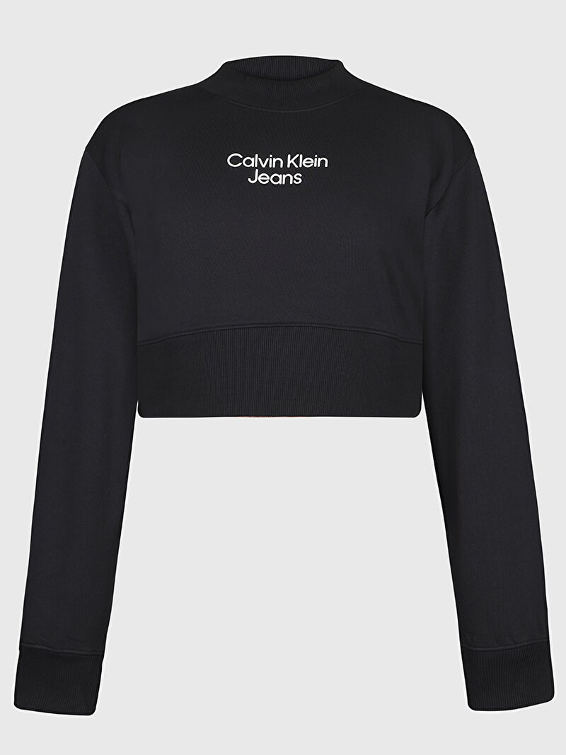Calvin Klein Siyah Renkli Kadın Stacked Institutional Sweatshirt