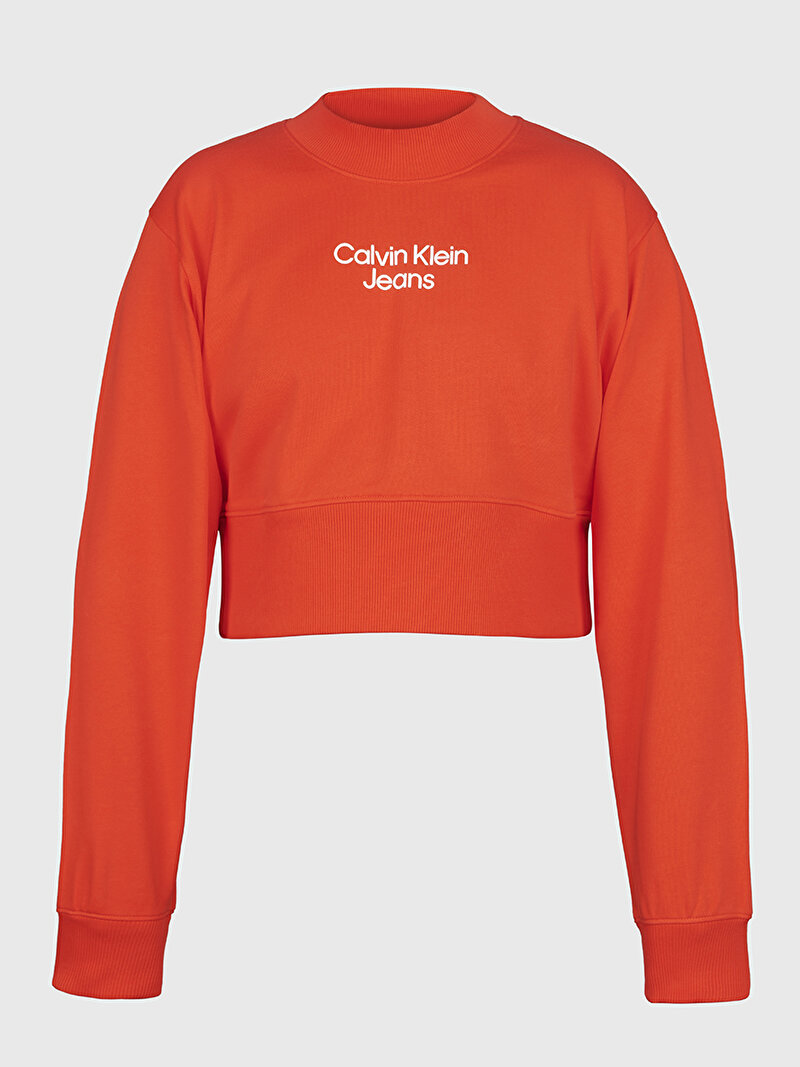 Calvin Klein Kırmızı Renkli Kadın Stacked Institutional Sweatshirt