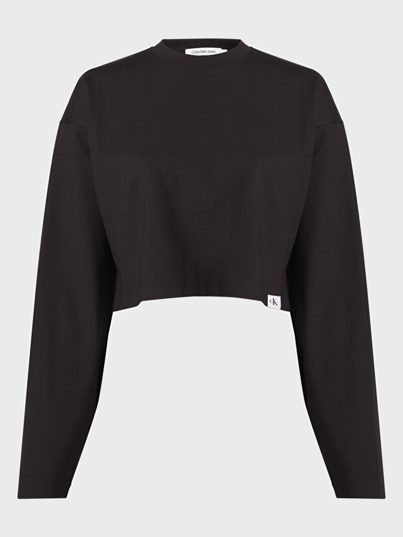 Calvin Klein Siyah Renkli Kadın Milano Cropped Uzun Kollu T-Shirt
