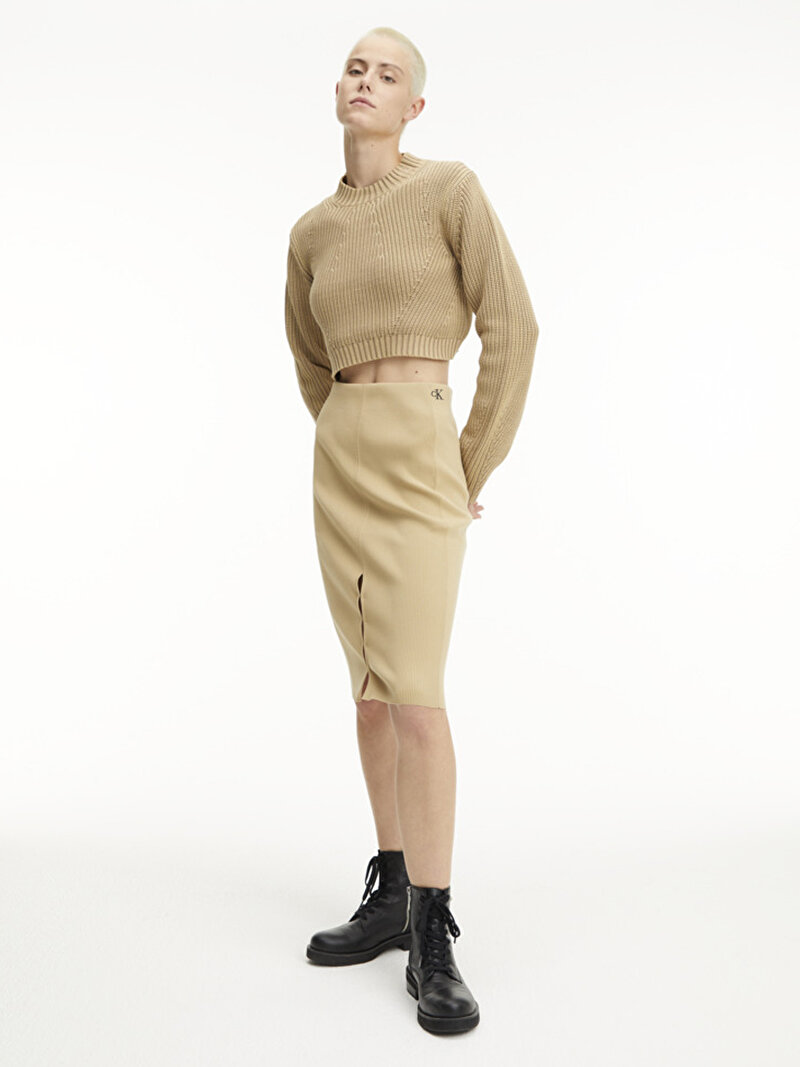 Calvin Klein Kahverengi Renkli Kadın Washed Chunky Kazak