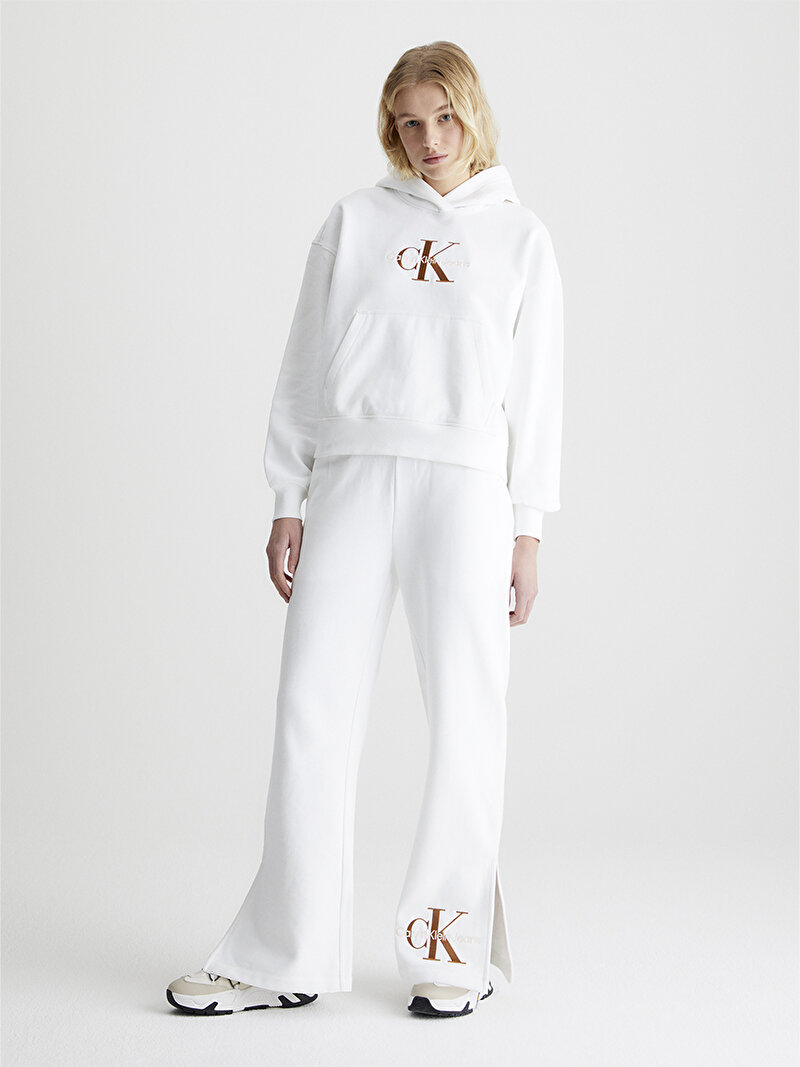 Calvin Klein Beyaz Renkli Kadın Premium Monologo Sweatshirt