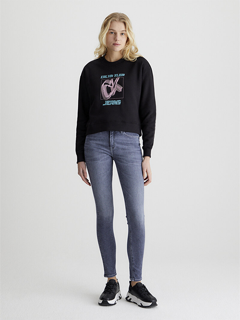 Calvin Klein Siyah Renkli Kadın Hyper Real Sweatshirt