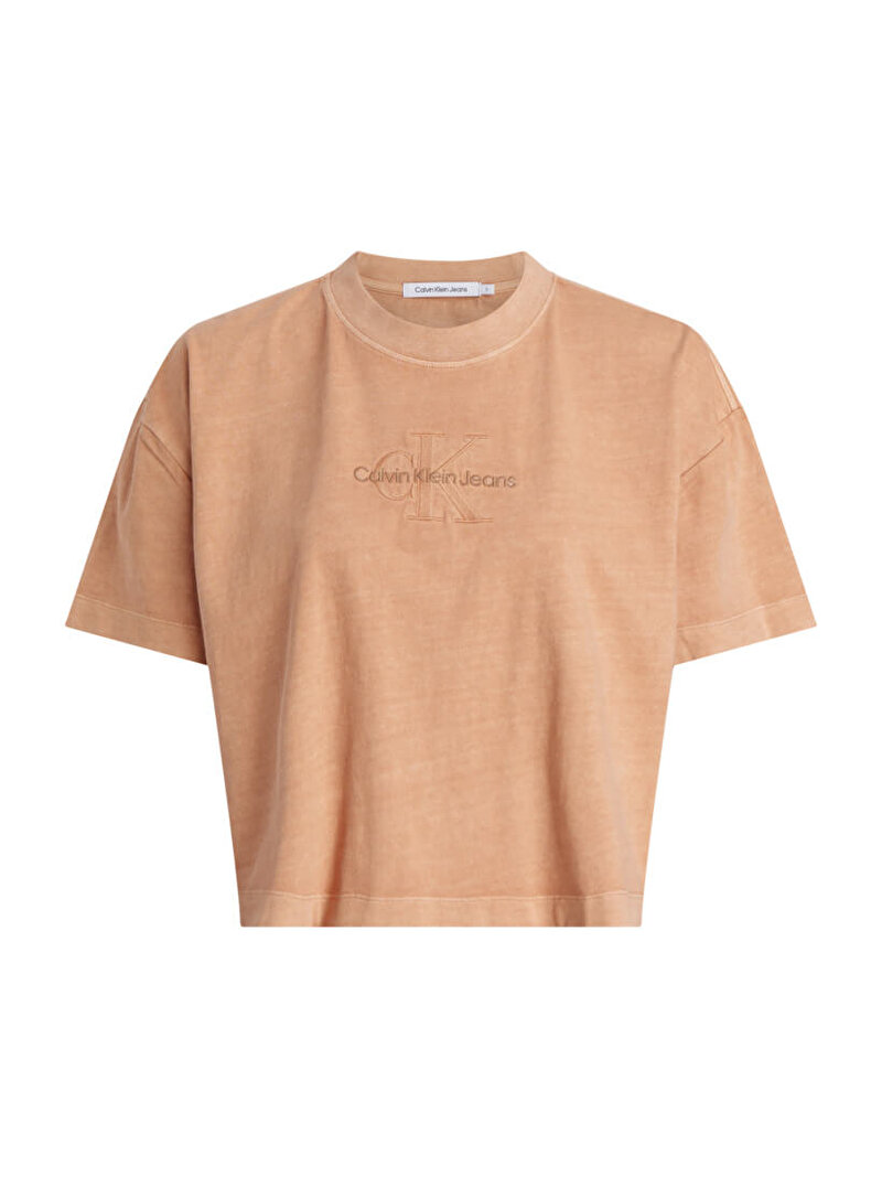 Calvin Klein Turuncu Renkli Kadın Mineral Dye Monologo T-Shirt