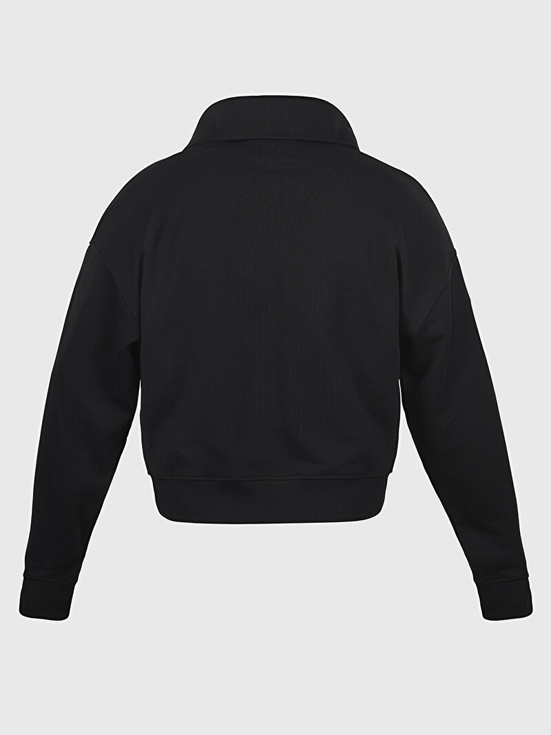 Calvin Klein Siyah Renkli Kadın Label Polo Collar Sweatshirt