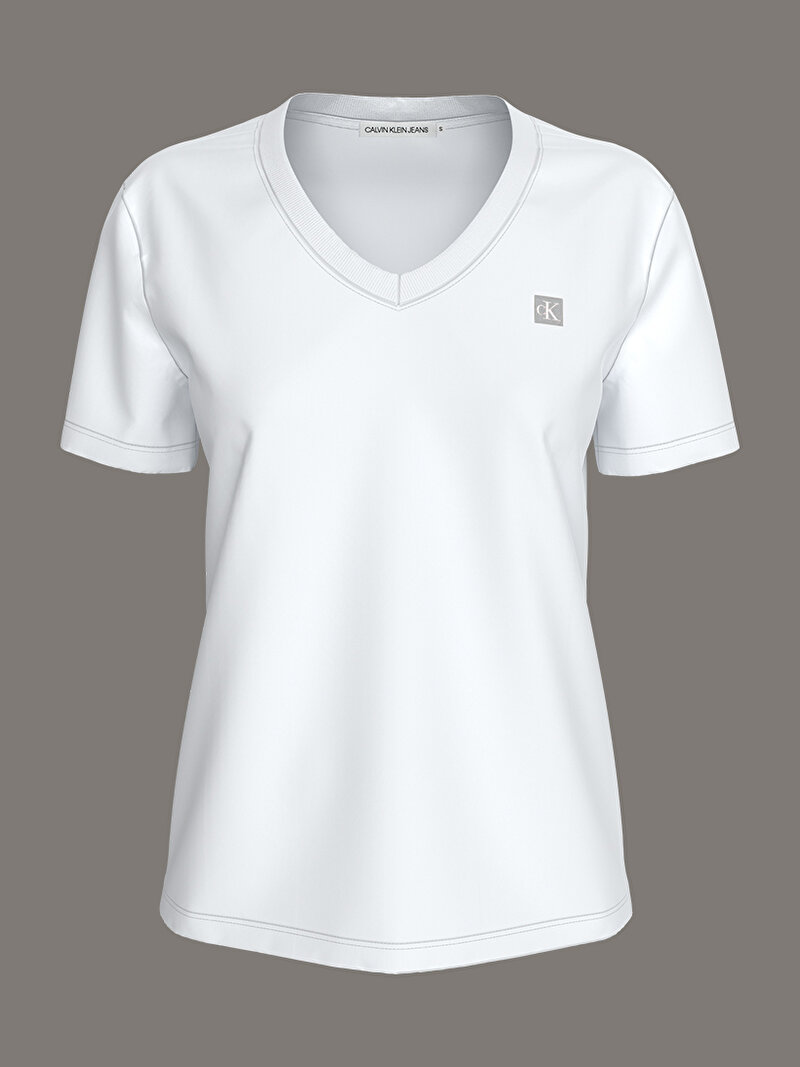 Calvin Klein Beyaz Renkli Kadın CK Embre Badge T-shirt