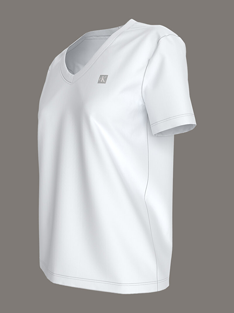Calvin Klein Beyaz Renkli Kadın CK Embre Badge T-shirt