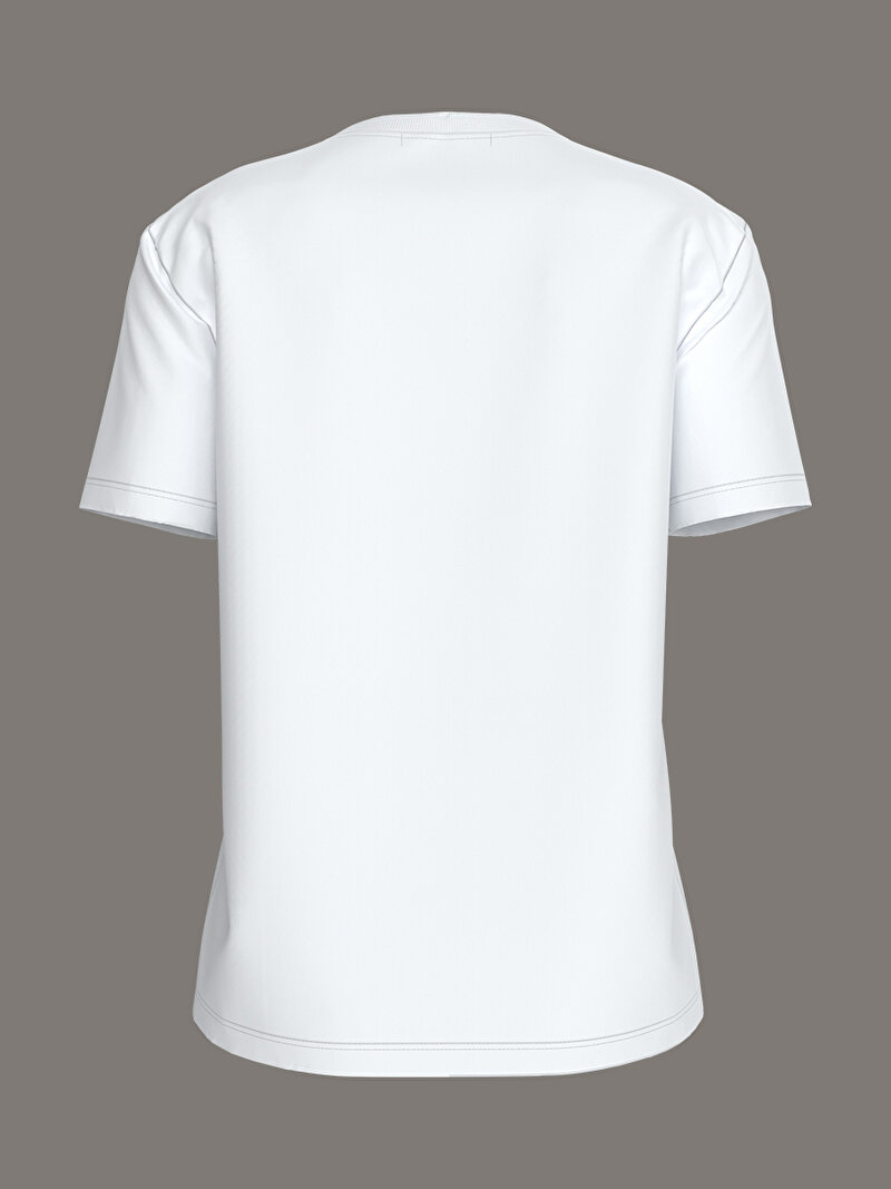 Calvin Klein Beyaz Renkli Kadın CK Embre Badge T-shirt