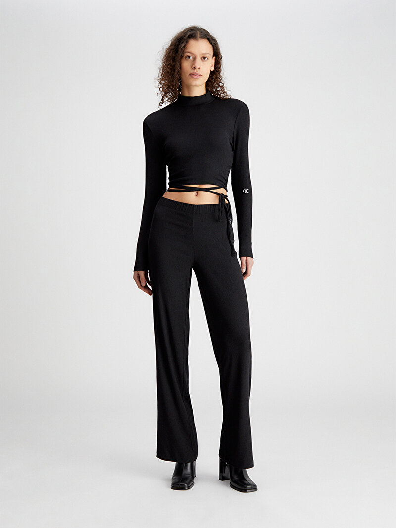 Calvin Klein Siyah Renkli Kadın Back Split Wrap Top