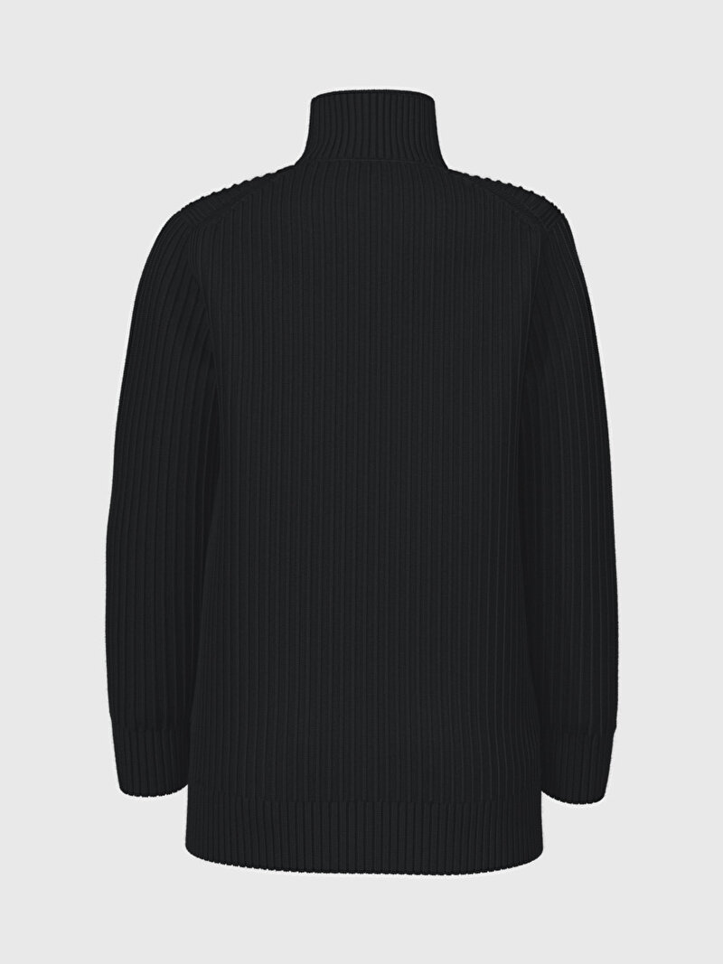 Calvin Klein Siyah Renkli Kadın Washed Monologo Kazak Elbise