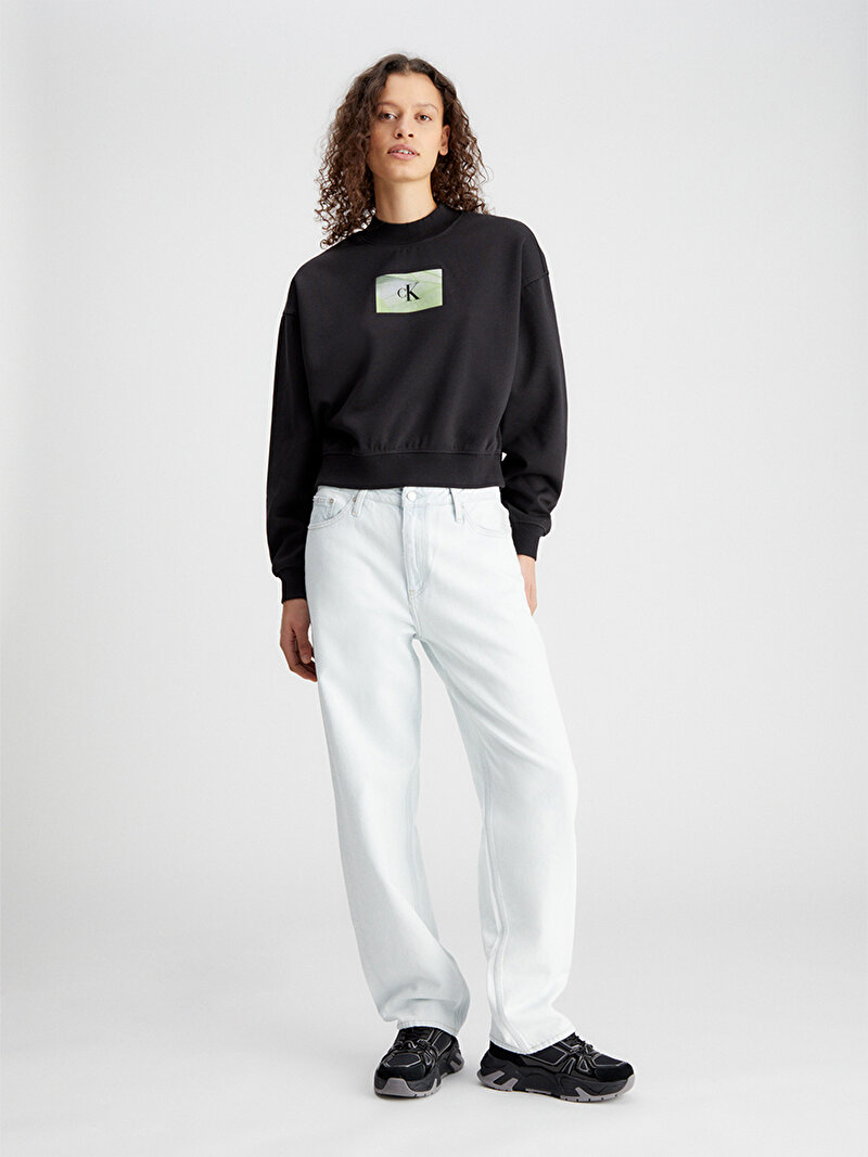 Calvin Klein Siyah Renkli Kadın Illuminated Box Logo Sweatshirt