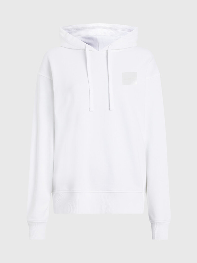 Calvin Klein Beyaz Renkli Kadın Warp Logo Oversized Sweatshirt