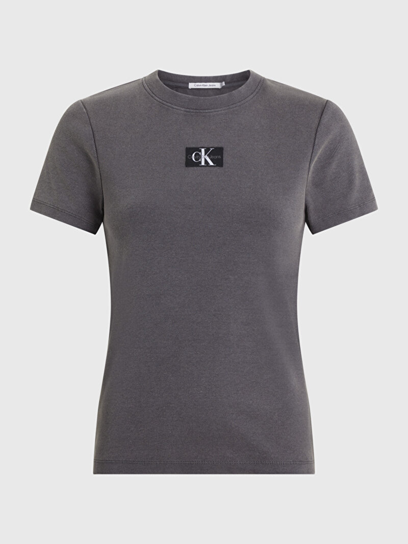 Calvin Klein Siyah Renkli Kadın Label Washed T-Shirt