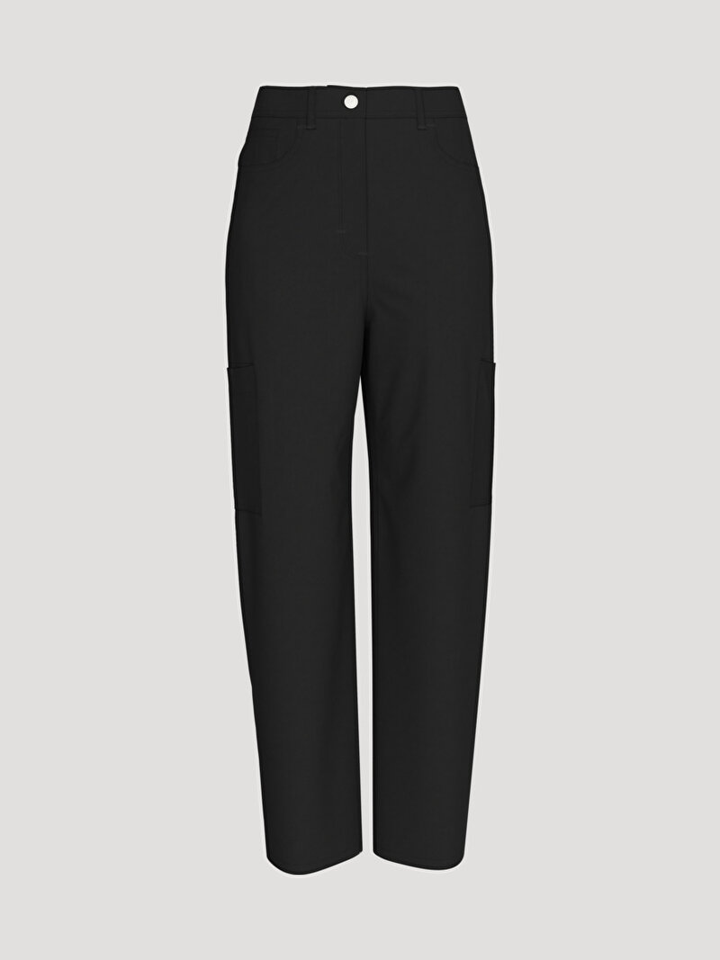 Calvin Klein Siyah Renkli Kadın Woven Label Straight Pantolon