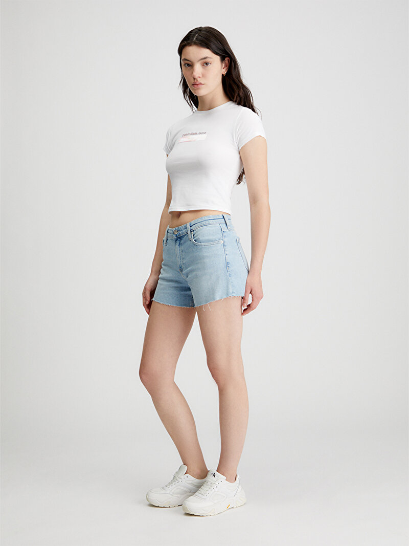 Calvin Klein Beyaz Renkli Kadın Diffused Box Fitted T-Shirt