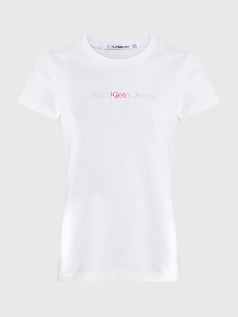 Calvin Klein Beyaz Renkli Kadın Diffused Institutional T-Shirt