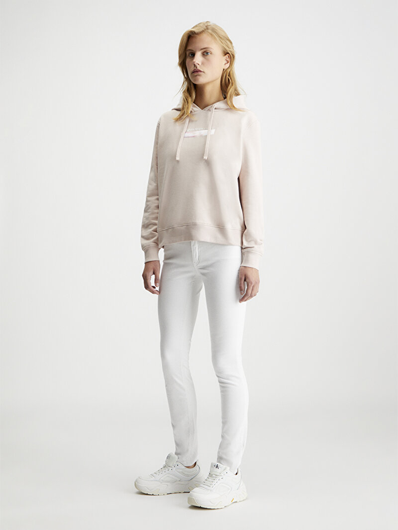 Calvin Klein Pembe Renkli Kadın Diffused Box Hoodie Sweatshirt