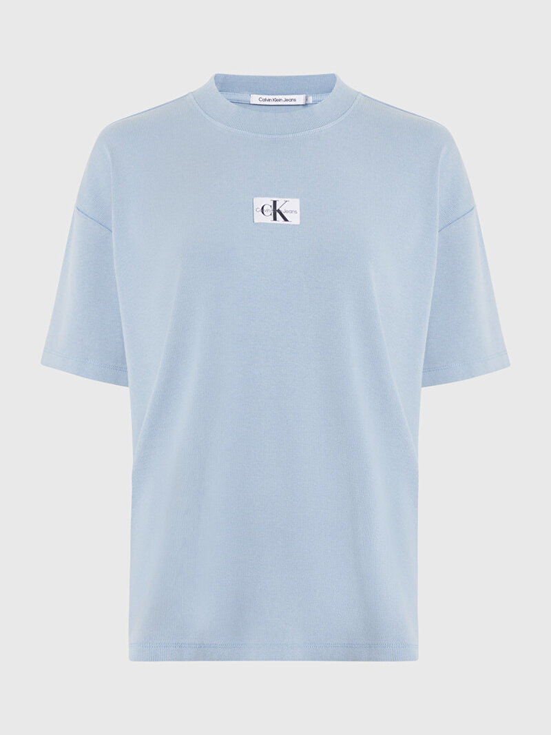 Calvin Klein Mavi Renkli Kadın Washed Rib Label T-Shirt