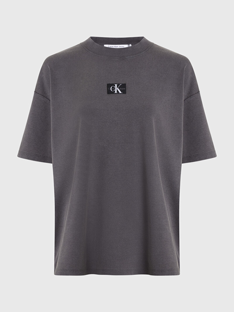 Calvin Klein Siyah Renkli Kadın Washed Rib Label T-Shirt
