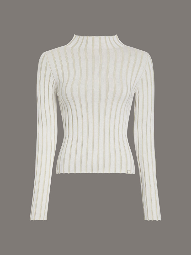 Calvin Klein Bej Renkli Kadın Plated High Neck Kazak