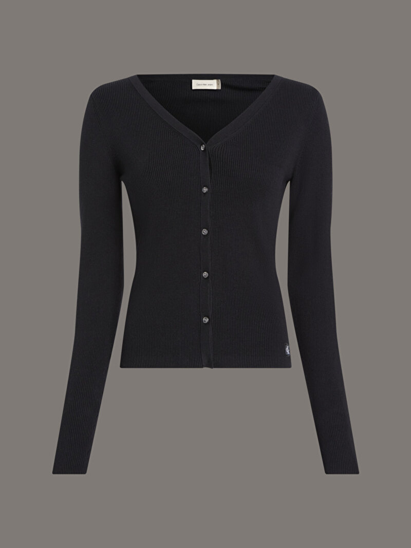 Calvin Klein Siyah Renkli Kadın Woven Label Kazak