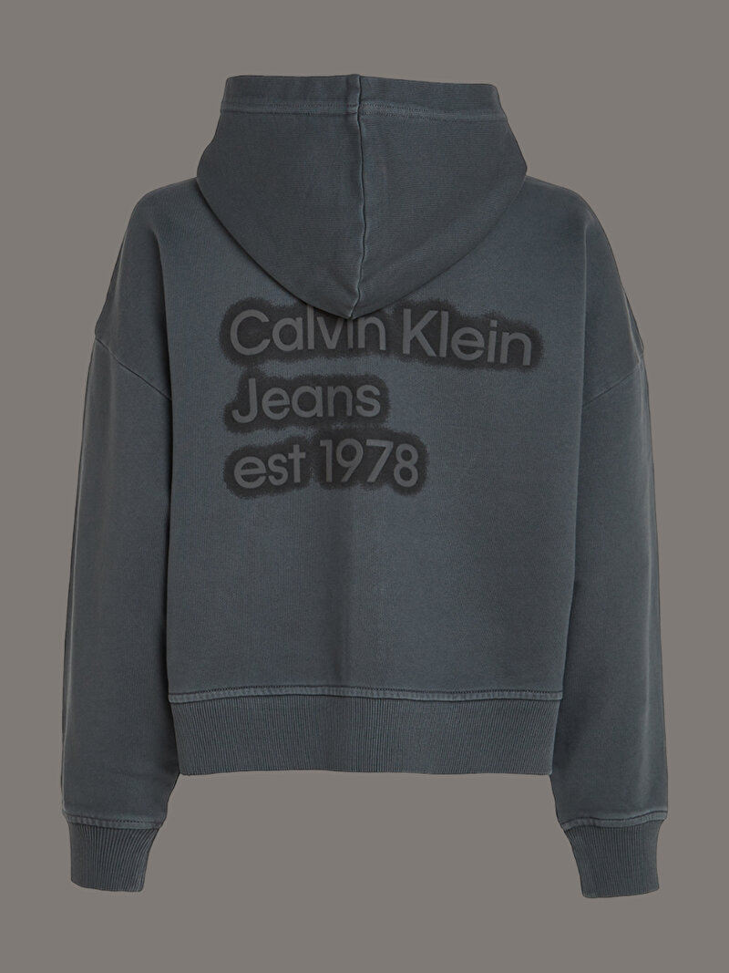 Calvin Klein Gri Renkli Kadın Washed Puff Print Sweatshirt